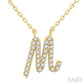 1/10 Ctw Initial 'M' Calligraphy Round Cut Diamond Fashion Pendant With Chain in 10K Yellow Gold