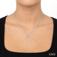 1/20 Ctw Initial 'K' Round cut Diamond Pendant With Chain in 10K White Gold