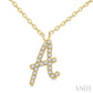 1/20 Ctw Initial 'A' Round cut Diamond Pendant With Chain in 10K Yellow Gold