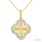 1/4 Ctw Fluted Texture Clover Round Cut Diamond Pirouette Fashion Pendant With Chain in 10K Yellow and White Gold