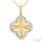 1/4 Ctw Fluted Texture Clover Round Cut Diamond Pirouette Fashion Pendant With Chain in 10K Yellow and White Gold