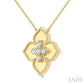 1/5 Ctw Floral Medallion Round Cut Diamond Fashion Pendant With Chain in 10K Yellow Gold