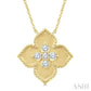1/5 Ctw Floral Medallion Round Cut Diamond Fashion Pendant With Chain in 10K Yellow Gold