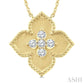 1/5 Ctw Floral Medallion Round Cut Diamond Fashion Pendant With Chain in 10K Yellow Gold