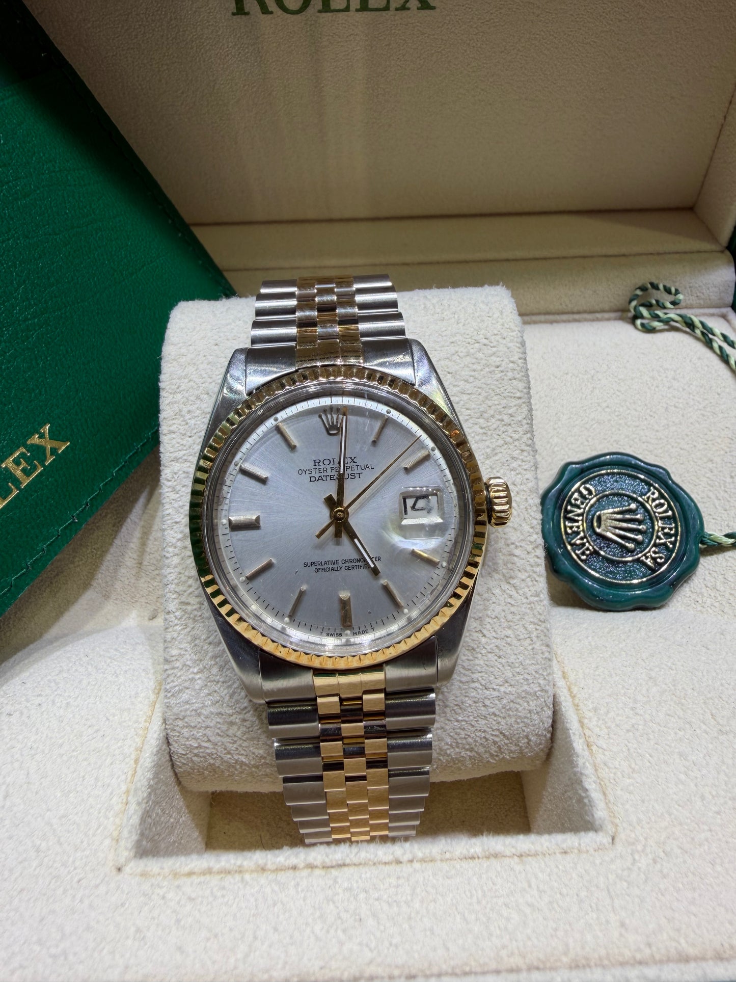 Rolex Watch For Men 1601 | 36MM | 18k Fluted Bezel | Silver Dial | Jubilee Band