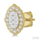 1/4 Ctw Lattice Edge Oval Shape Lovebright Round Cut Diamond Earrings in 14K Yellow and White Gold