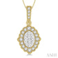 1/4 Ctw Lattice Edge Oval Shape Lovebright Round Cut Diamond Pendant With Chain in 14K Yellow and White Gold