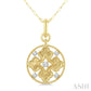 1/5 Ctw Floral Motif Open Window Circular Medallion Round Cut Diamond Fashion Pendant With Chain in 10K Yellow Gold