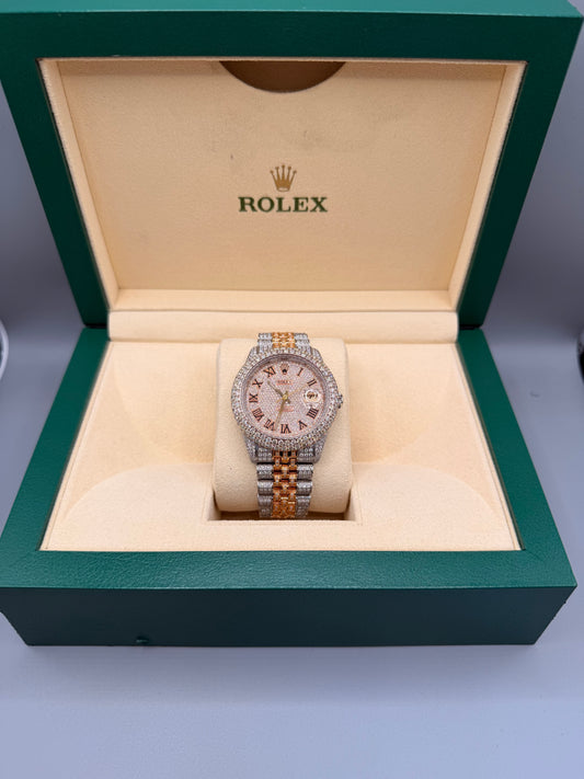 Rolex Datejust iced out Rose gold/ Stainless steel Jubilee with Iced out Arabic Numeral Diamond dial