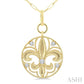 1/4 Ctw Fleur De Lis Round Cut Diamond Fashion Medallion Pendant With Chain in 14K Yellow Gold