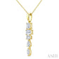 7/8 Ctw Mixed Diamond Cut Dangle Fashion Pendant With Chain in 14K Yellow Gold