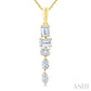 7/8 Ctw Mixed Diamond Cut Dangle Fashion Pendant With Chain in 14K Yellow Gold