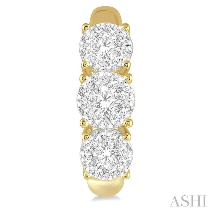 1 1/4 Ctw Past Present and Future Lovebright Round Cut Diamond Earrings in 14K Yellow and White Gold