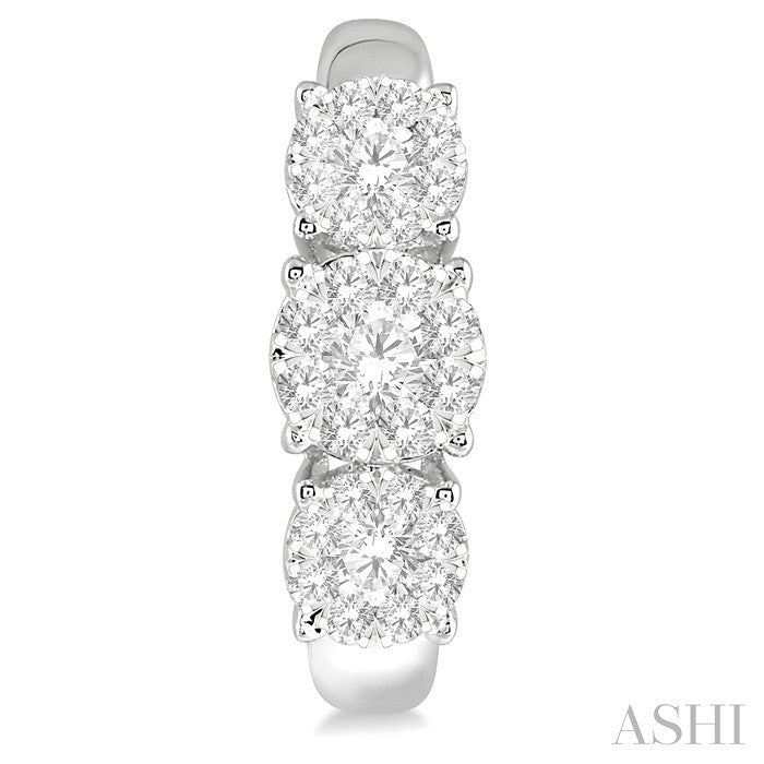 1 Ctw Past Present and Future Lovebright Round Cut Diamond Earrings in 14K White Gold