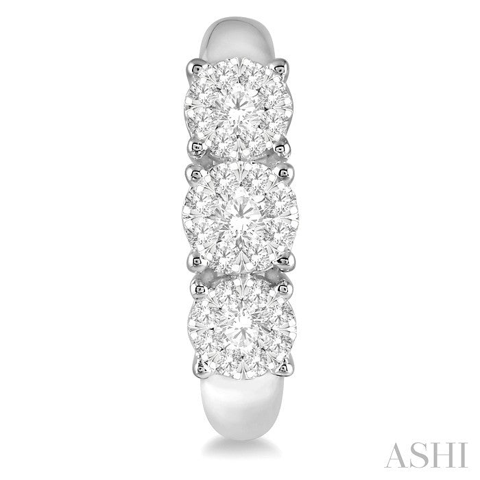 1/2 Ctw Past Present and Future Lovebright Round Cut Diamond Earrings in 14K White Gold