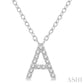 1/20 Ctw Initial 'A' Round Cut Diamond Pendant With Chain in 10K White Gold