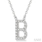 1/20 Ctw Initial 'B' Round Cut Diamond Pendant With Chain in 10K White Gold