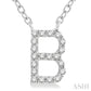 1/20 Ctw Initial 'B' Round Cut Diamond Pendant With Chain in 10K White Gold