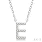 1/20 Ctw Initial 'E' Round Cut Diamond Pendant With Chain in 10K White Gold