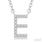 1/20 Ctw Initial 'E' Round Cut Diamond Pendant With Chain in 10K White Gold