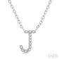 1/20 Ctw Initial 'J' Round Cut Diamond Pendant With Chain in 10K White Gold
