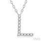 1/20 Ctw Initial 'L' Round Cut Diamond Pendant With Chain in 10K White Gold