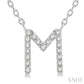 1/20 Ctw Initial 'M' Round Cut Diamond Pendant With Chain in 10K White Gold