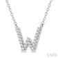 1/20 Ctw Initial 'W' Round Cut Diamond Pendant With Chain in 10K White Gold