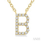 1/20 Ctw Initial 'B' Round Cut Diamond Pendant With Chain in 10K Yellow Gold