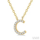 1/20 Ctw Initial 'C' Round Cut Diamond Pendant With Chain in 10K Yellow Gold