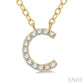 1/20 Ctw Initial 'C' Round Cut Diamond Pendant With Chain in 10K Yellow Gold