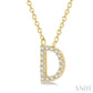 1/20 Ctw Initial 'D' Round Cut Diamond Pendant With Chain in 10K Yellow Gold
