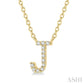 1/20 Ctw Initial 'J' Round Cut Diamond Pendant With Chain in 10K Yellow Gold