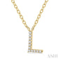 1/20 Ctw Initial 'L' Round Cut Diamond Pendant With Chain in 10K Yellow Gold
