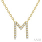 1/20 Ctw Initial 'M' Round Cut Diamond Pendant With Chain in 10K Yellow Gold