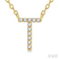 1/20 Ctw Initial 'T' Round Cut Diamond Pendant With Chain in 10K Yellow Gold