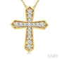 1/6 Ctw Round Cut Diamond Cross Petite Fashion Pendant With Chain in 10K Yellow Gold