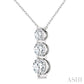 1 Ctw Round Cut Diamond Three-Stone Snowman Pendant With Chain in 14K White Gold