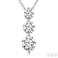 1 Ctw Round Cut Diamond Three-Stone Snowman Pendant With Chain in 14K White Gold