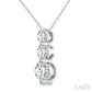 3/4 Ctw Round Cut Diamond Three-Stone Snowman Pendant With Chain in 14K White Gold