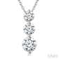 3/4 Ctw Round Cut Diamond Three-Stone Snowman Pendant With Chain in 14K White Gold