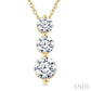 3/4 Ctw Round Cut Diamond Three-Stone Snowman Pendant With Chain in 14K Yellow Gold