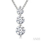 1/3 Ctw Round Cut Diamond Three-Stone Snowman Pendant With Chain in 14K White Gold