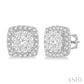 1 Ctw Cushion Shape Lovebright Round Cut Diamond Stud Earrings in 14K White Gold