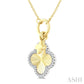 1/6 Ctw Clover Charm Fluted Round Cut Diamond Pirouette Fashion Pendant With Chain in 10K Yellow and White Gold