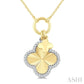 1/6 Ctw Clover Charm Fluted Round Cut Diamond Pirouette Fashion Pendant With Chain in 10K Yellow and White Gold