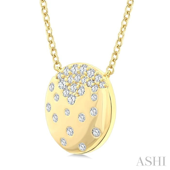 1/5 Ctw Round Cut Diamond Circle Mosaic Fashion Pendant With Chain in 10K Yellow Gold
