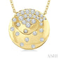 1/5 Ctw Round Cut Diamond Circle Mosaic Fashion Pendant With Chain in 10K Yellow Gold