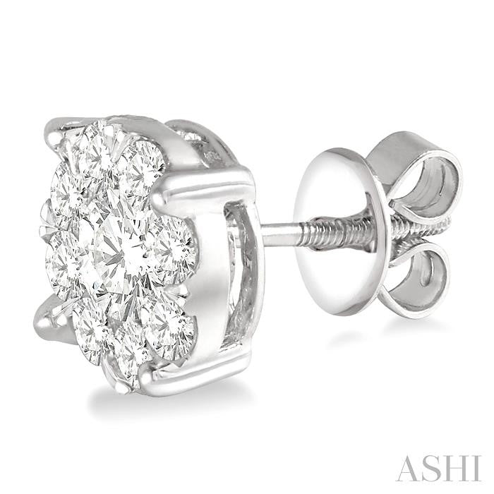 3 Ctw Lovebright Round Cut Diamond Stud Earrings in 14K White Gold