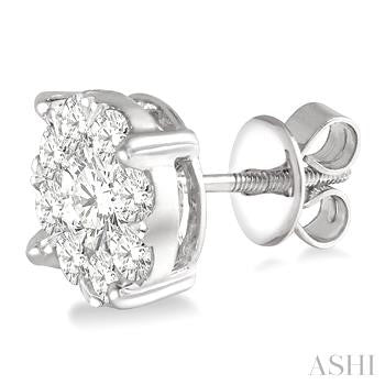 3 Ctw Lovebright Round Cut Diamond Stud Earrings in 14K White Gold